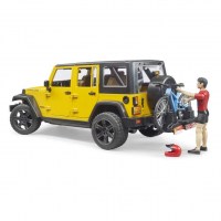 Bruder Jeep Wrangler Rubicon со велосипед и велосипедист