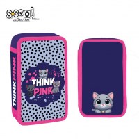 Училишна футрола со прибор S-Cool Think Pink – 2 прегради